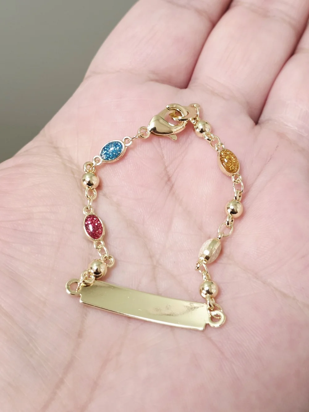 14k Gold Plated Multi-Color ID Bracelet for Baby